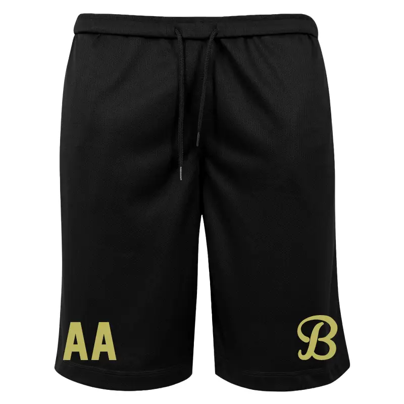 BY048 BRUNEL UNIVERSITY BURNERS AMERICAN FOOTBALL CLUB BLACK MESH SHORTS OVERSIZE OVER SIZED american football afc