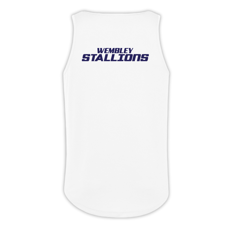 AWDI Just Cool JC007 Wembley Stallions AFC arctic white performance vest back view with team name