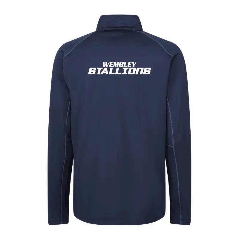 Wembley Stallions AFC Adult Core stretch half-zip mid-layer top front view with team name