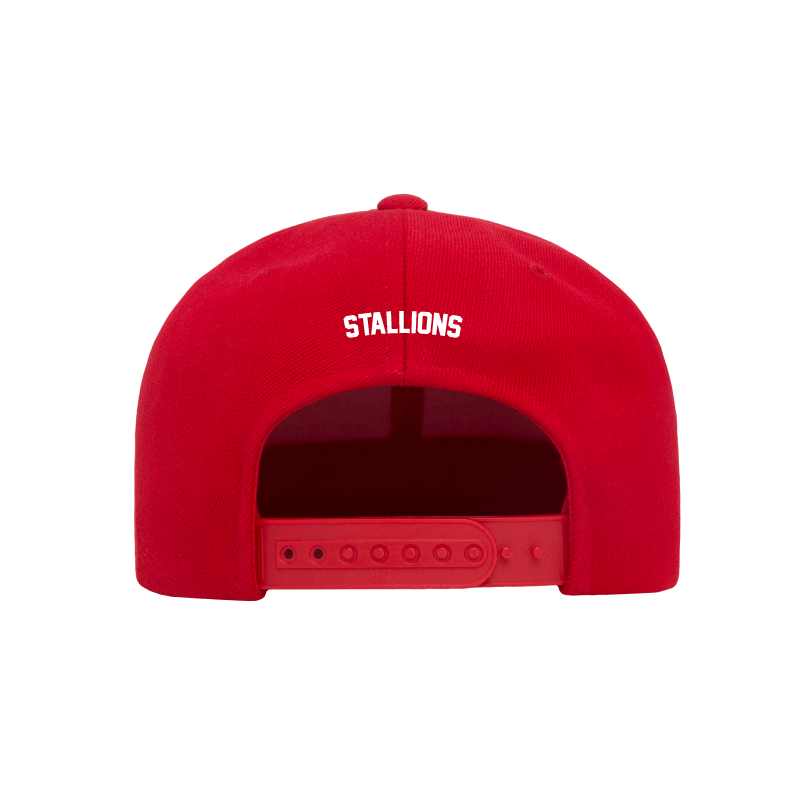 Flexfit YP001 Wembley Stallions AFC Adult red classic flat peak snapback cap back view