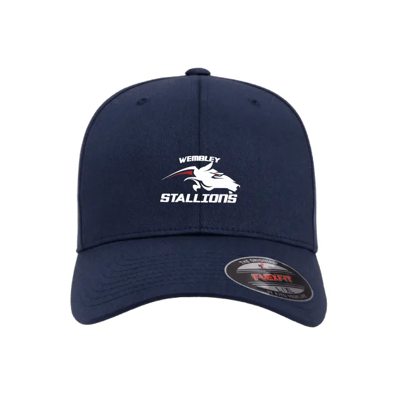 Flexfit YP004 Wembley Stallions AFC Adult navy blue classic flexfit cap front view left