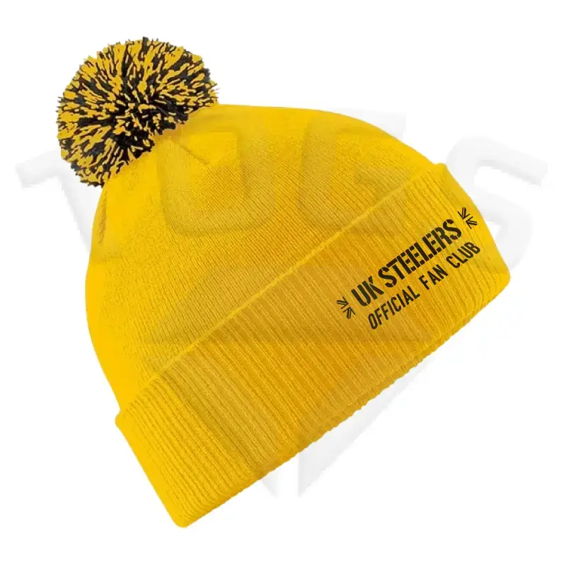 beechfield BC450 pom beanie hat uk steelers uk pittsburgh steelers fans fan club united kingdom british american football nfl togsbyemma
