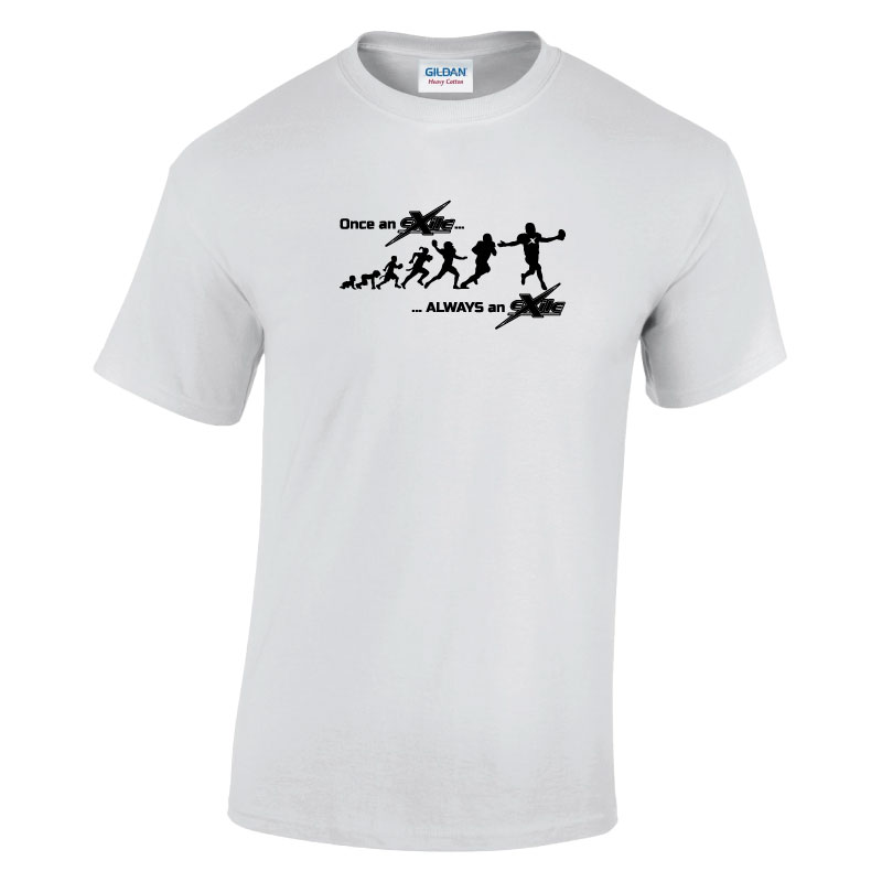 gd001 gildan softstyle tee shirt kent exiles american football club afc once an exile always an exile