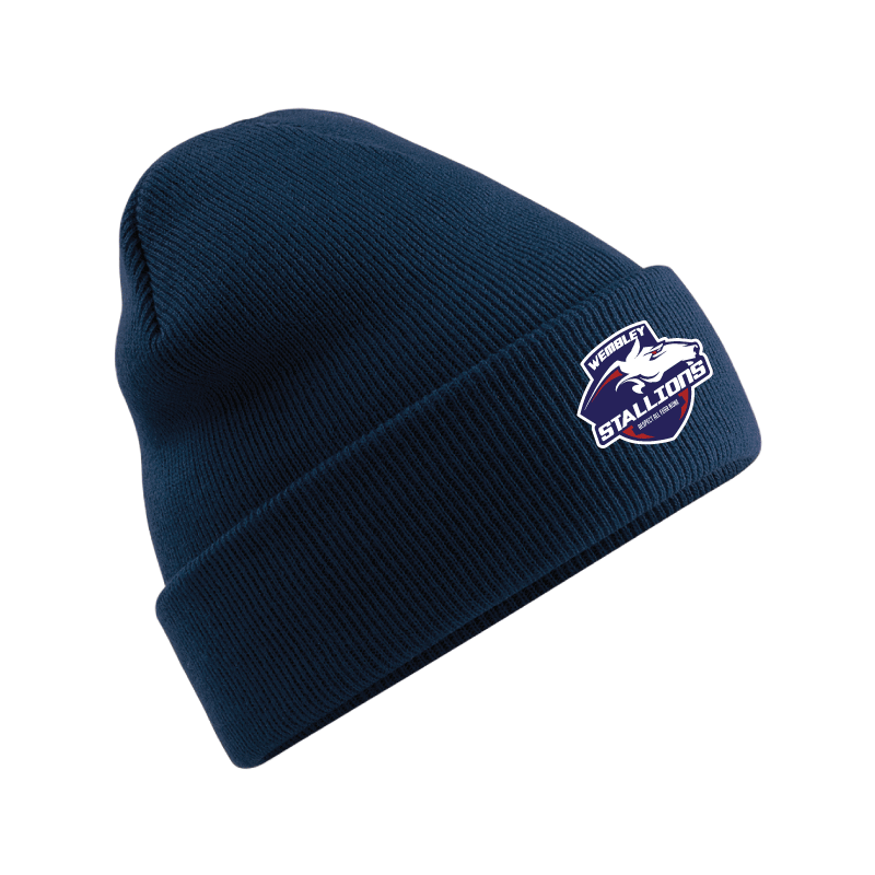 BC045 BEECHFIELD CUFFED BEANIE DOUBLE KNIT WEMBLEY STALLIONS AFC AMERICAN FOOTBALL
