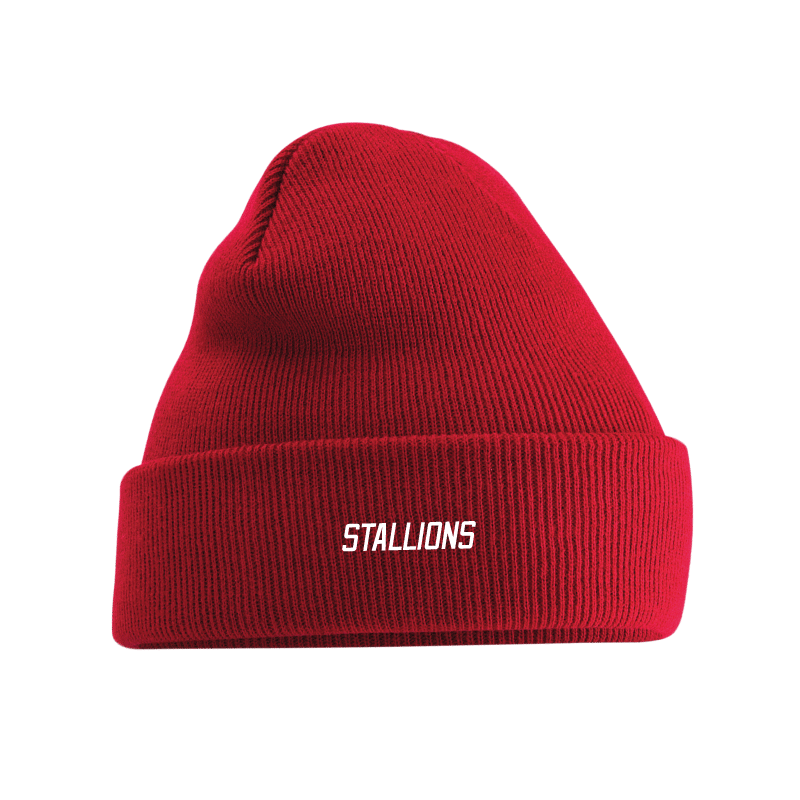 BC045 BEECHFIELD CUFFED BEANIE DOUBLE KNIT WEMBLEY STALLIONS AFC AMERICAN FOOTBALL
