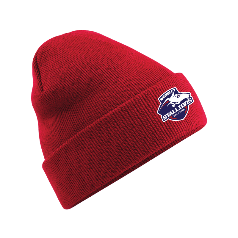BC045 BEECHFIELD CUFFED BEANIE DOUBLE KNIT WEMBLEY STALLIONS AFC AMERICAN FOOTBALL