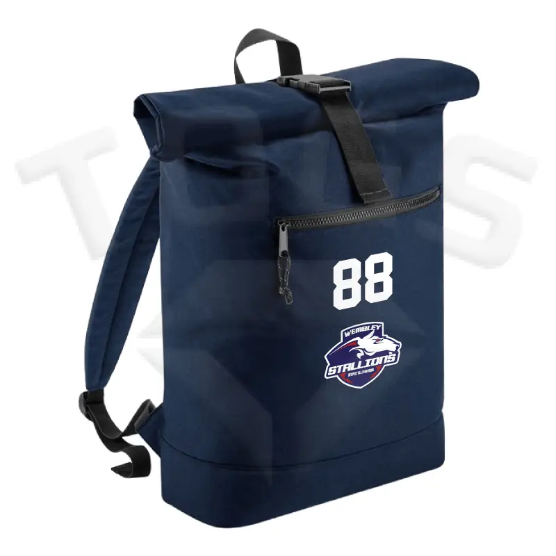roll-top roll top rucksack back pack backpack respect all fear none wembley stallions afc american football club