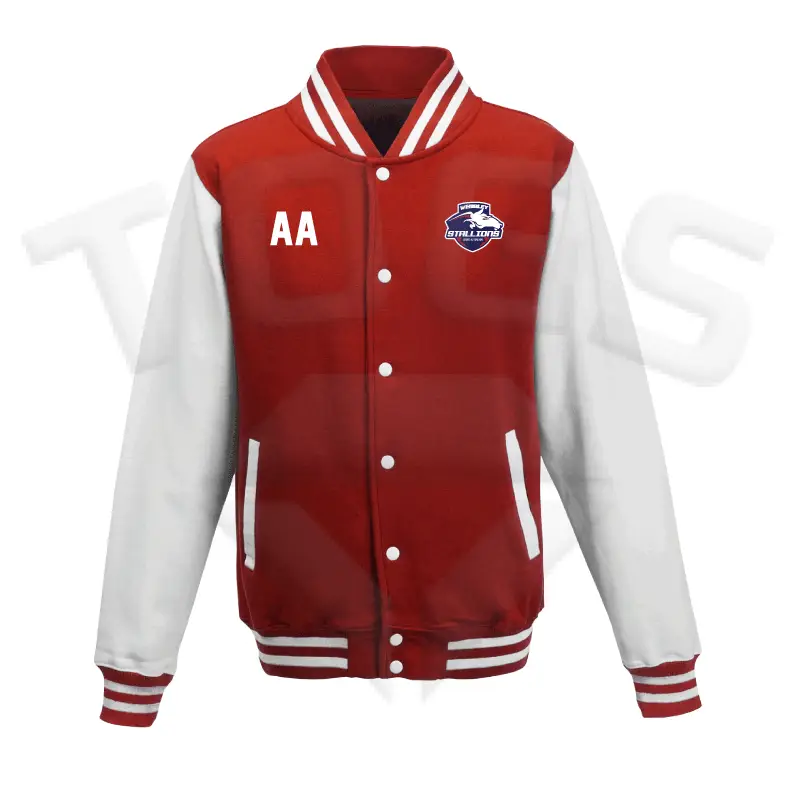 AWDI ALL WE DO IS JUST HOODS VARSITY JACKET LETTERMAN JACKET WEMBLEY STALLIONS AFC AMERICAN FOOTBALL CLUB BILLY THE HORSE NORTH LONDON WEST LONDON BRITISH AMERICAN FOOTBALL