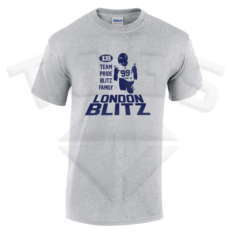 #TPBF GILDAN GD024 GD24 GD15 GD015 MIDWEIGHT SOFTYLE TEE AMERICAN FOOTBALL PLAYER DESIGN LONDON BLITZ AFC finsbury park