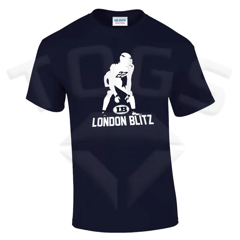 lockdown GILDAN GD024 GD24 GD15 GD015 MIDWEIGHT SOFTYLE TEE AMERICAN FOOTBALL PLAYER DESIGN LONDON BLITZ AFC finsbury park