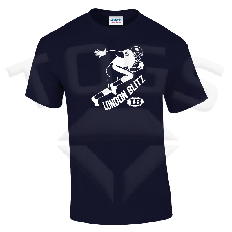 elite GILDAN GD024 GD24 GD15 GD015 MIDWEIGHT SOFTYLE TEE AMERICAN FOOTBALL PLAYER DESIGN LONDON BLITZ AFC finsbury park