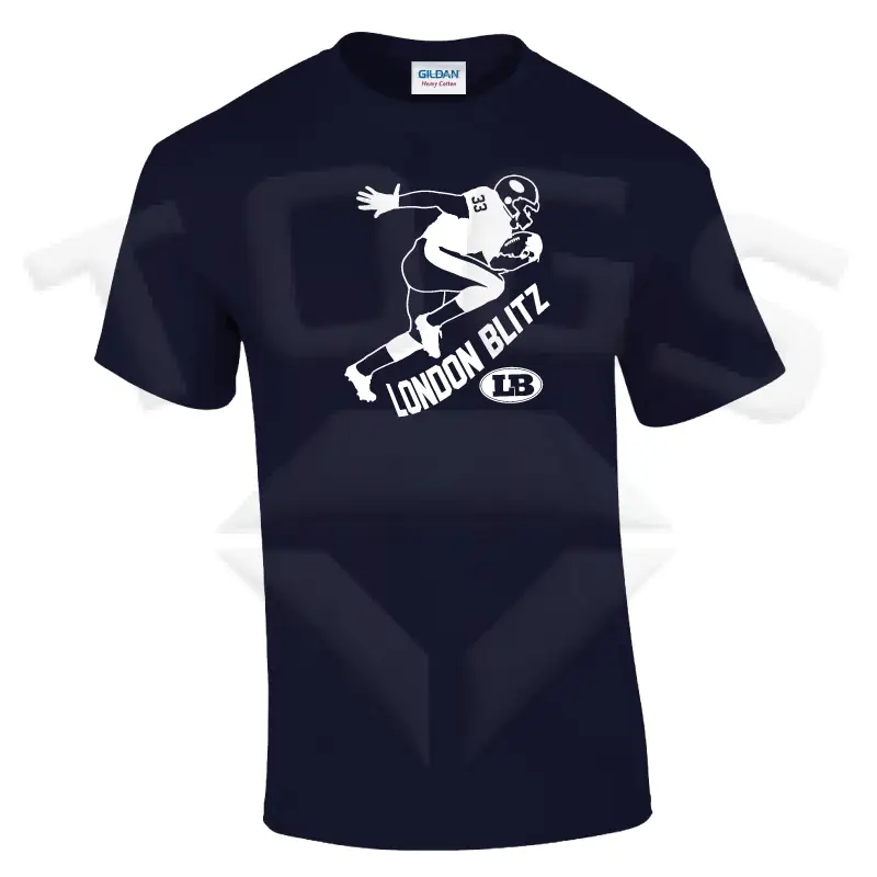 elite GILDAN GD024 GD24 GD15 GD015 MIDWEIGHT SOFTYLE TEE AMERICAN FOOTBALL PLAYER DESIGN LONDON BLITZ AFC finsbury park