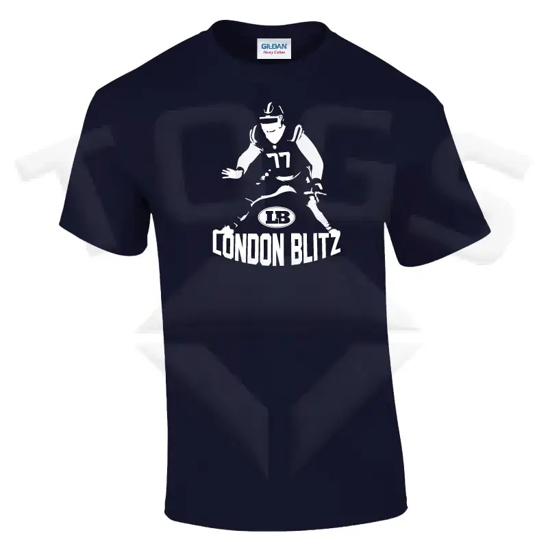 steel GILDAN GD024 GD24 GD15 GD015 MIDWEIGHT SOFTYLE TEE AMERICAN FOOTBALL PLAYER DESIGN LONDON BLITZ AFC finsbury park
