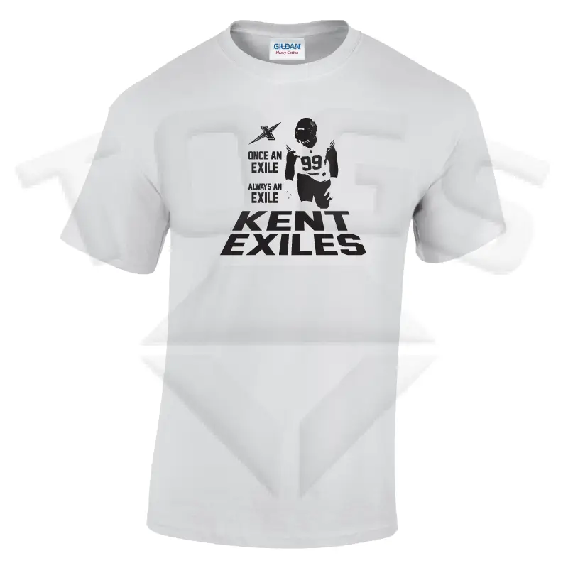 once an exile always an exile GILDAN GD024 GD24 GD15 GD015 MIDWEIGHT SOFTYLE TEE AMERICAN FOOTBALL PLAYER DESIGN London kent exiles afc bromley beaverwood